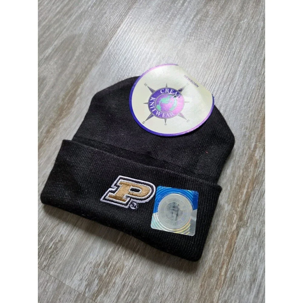 NWT Creative Knitwear Purdue Boilermakers Black Newborn Knit Beanie Hat NCAA